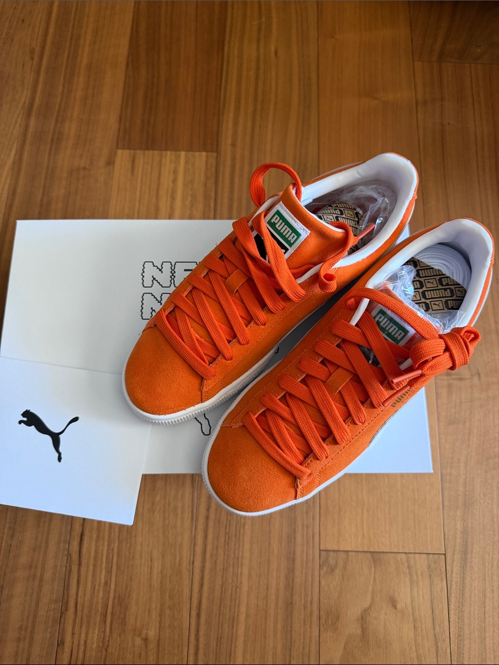 Puma Men's Low-Top Suede Sneakers in Bright Orange